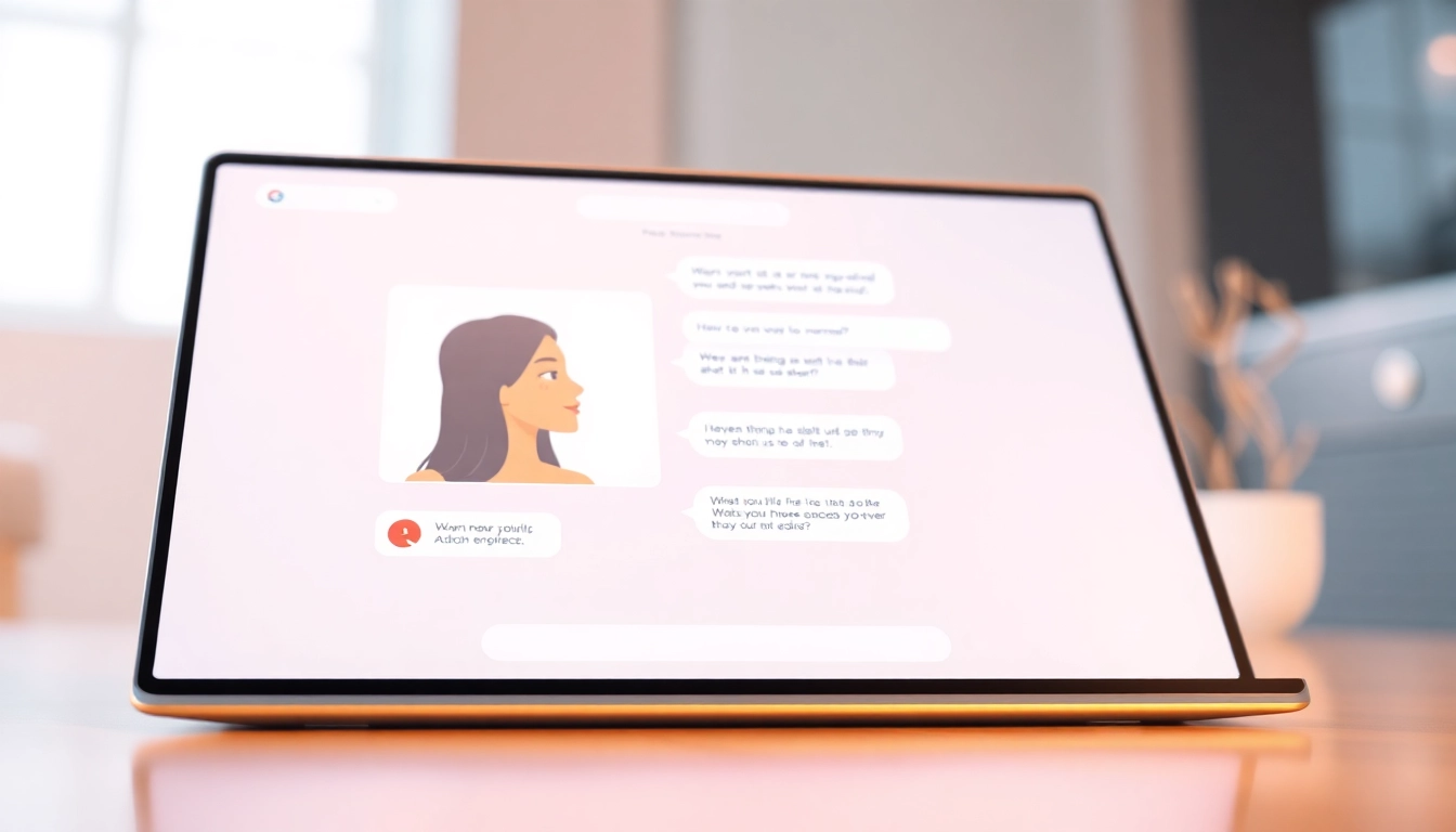 Engage with an AI girlfriend chat through a user-friendly digital interface designed for emotional connection and companionship.