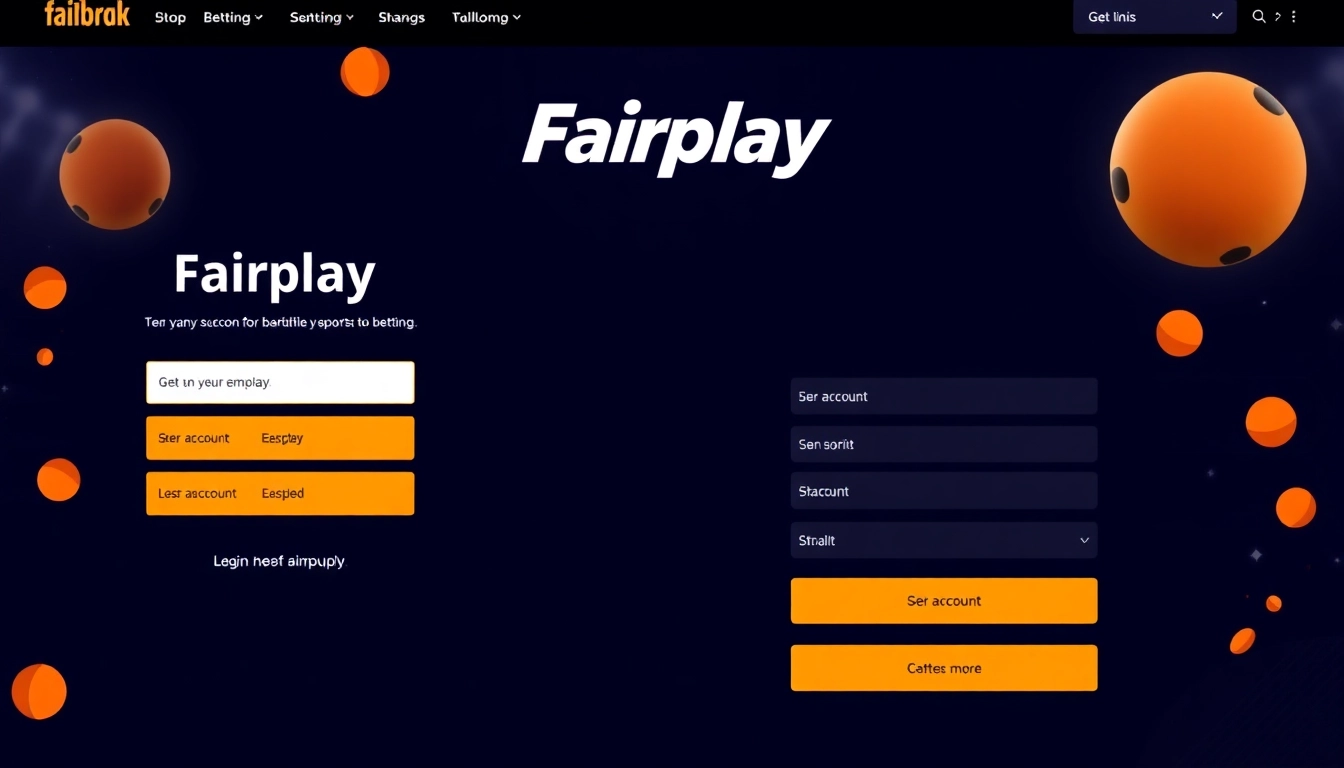 Fairplay online betting platform login screen featuring bright orange and black colors for easy access and user engagement.
