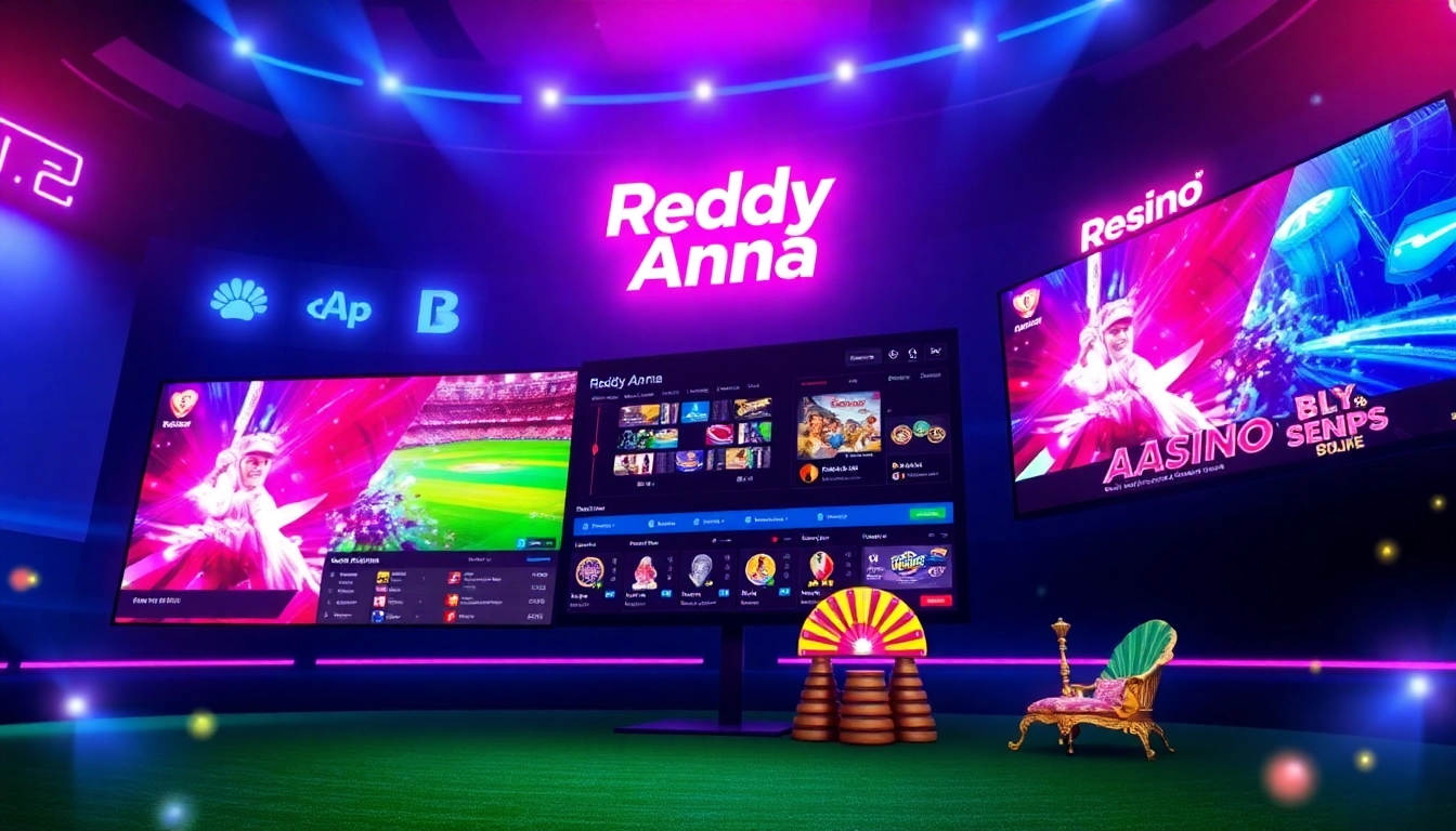 Reddy Anna betting platform featuring cricket and casino games with dynamic screens and vibrant interface for active users.