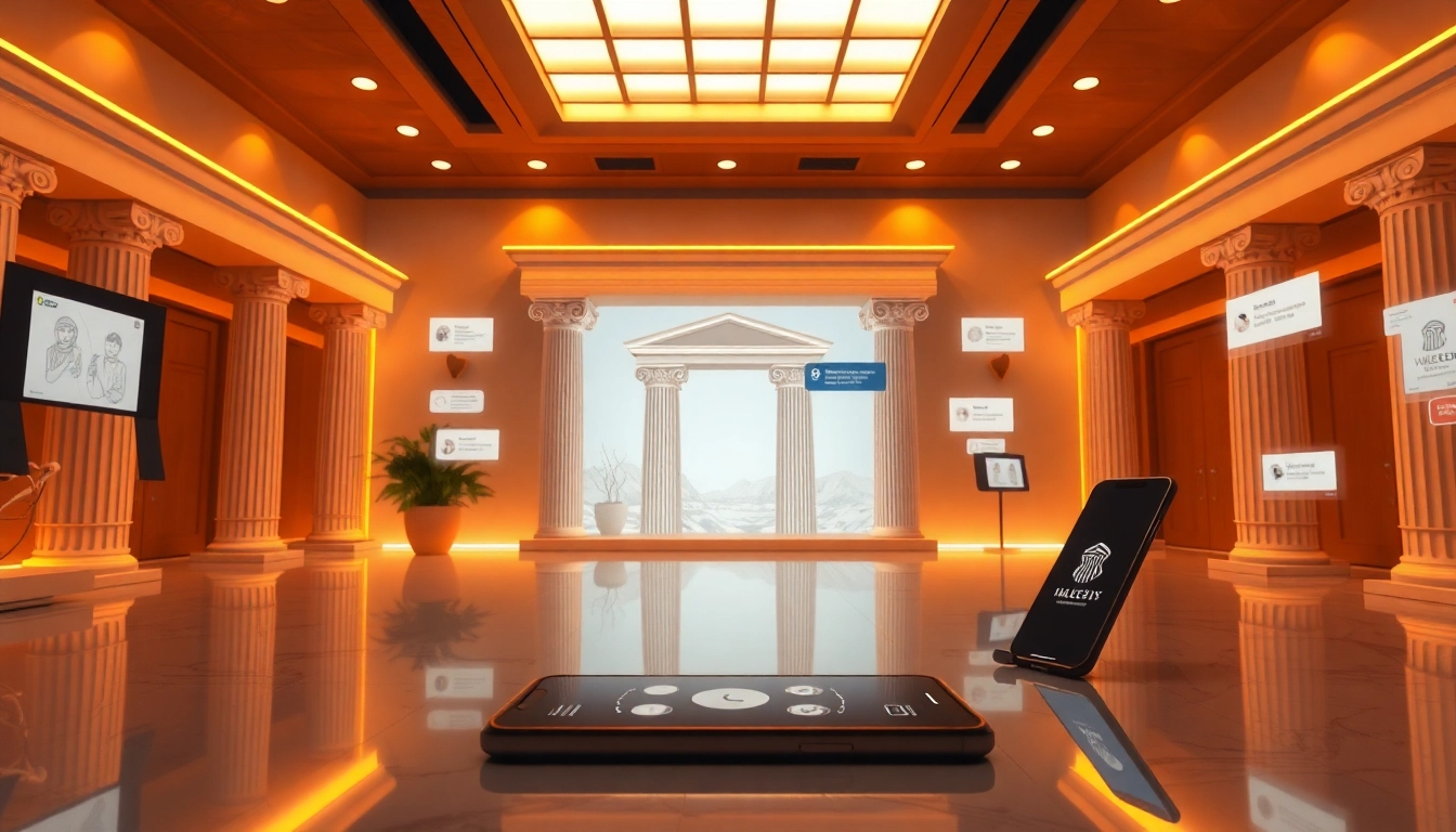 Greek communication platform featuring prominent IIIIIII IIII elements, engaging users in